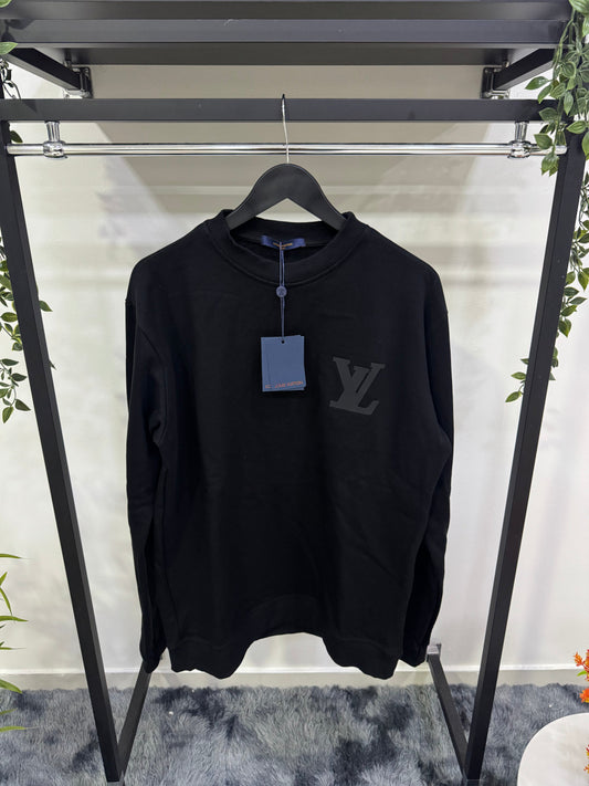 Felpa girocollo con logo tono su tono LV