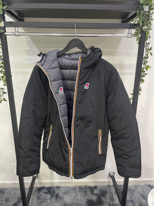 Giubbino K-Way Double Face Nero/Grigio