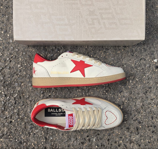 Goolden Goose Ball Star in nappa con stella e talloncino in pelle rossa